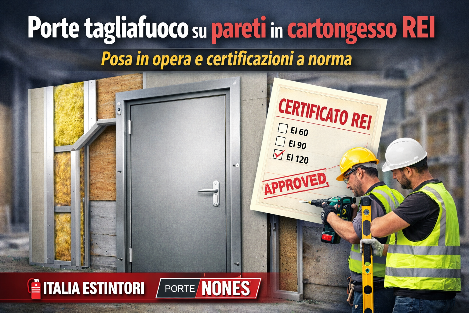 Porte tagliafuoco su pareti in cartongesso REI: come garantire una posa in opera a norma